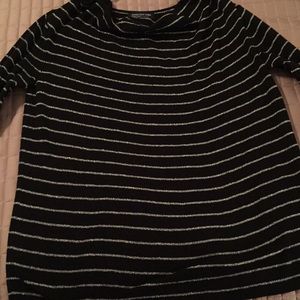 Black LS Sweater w/ Silver Stripes 2X